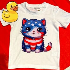 🇺🇸Adorable BRAND NEW Kitty Tshirt❤️🤍💙Team USA🎉🇺🇸
